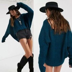 NWT Free People Dream Dolman Sleeve Fall Cozy Sweater in Lagoon - Size Small
